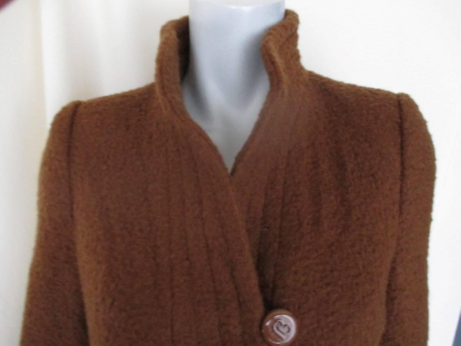 Pierre Balmain Paris Brown Belted Wool Coat For Sale at 1stDibs