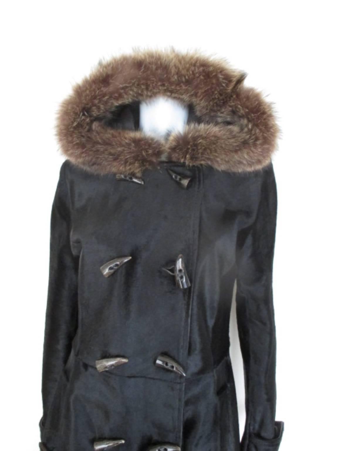 Dolce & Gabbana Hooded Black Pony Fur Coat 2