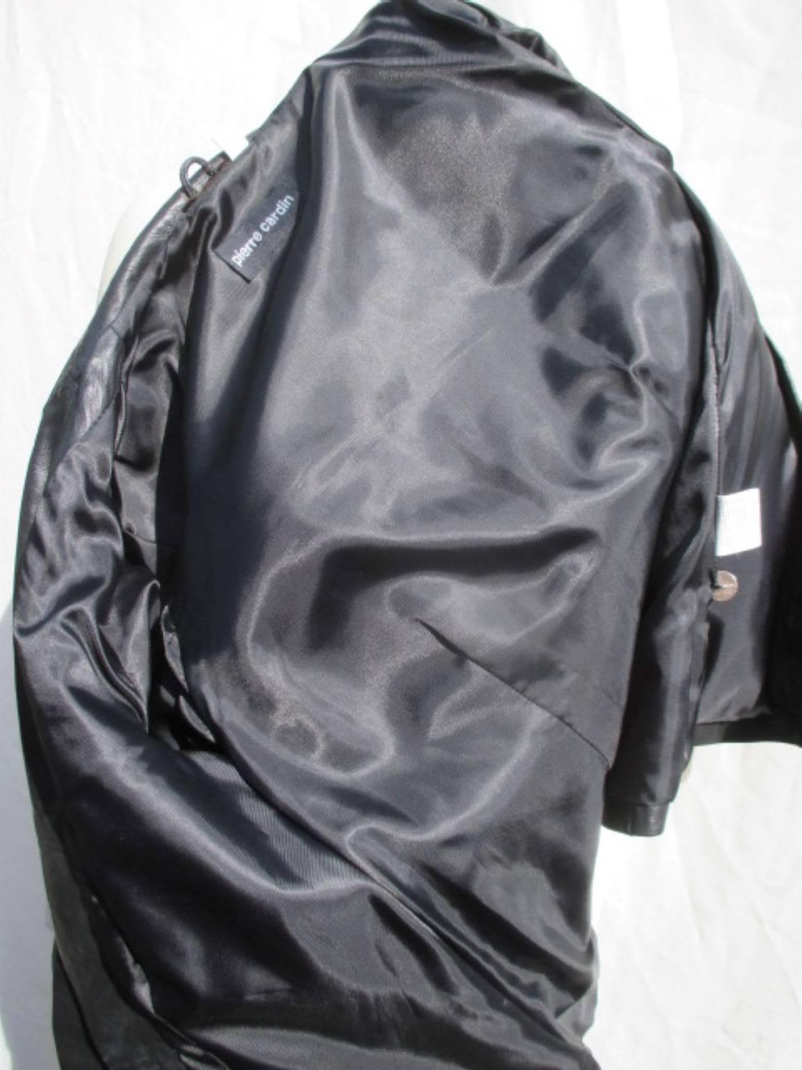 Women's or Men's Pierre Cardin Black Leather Jacket For Sale