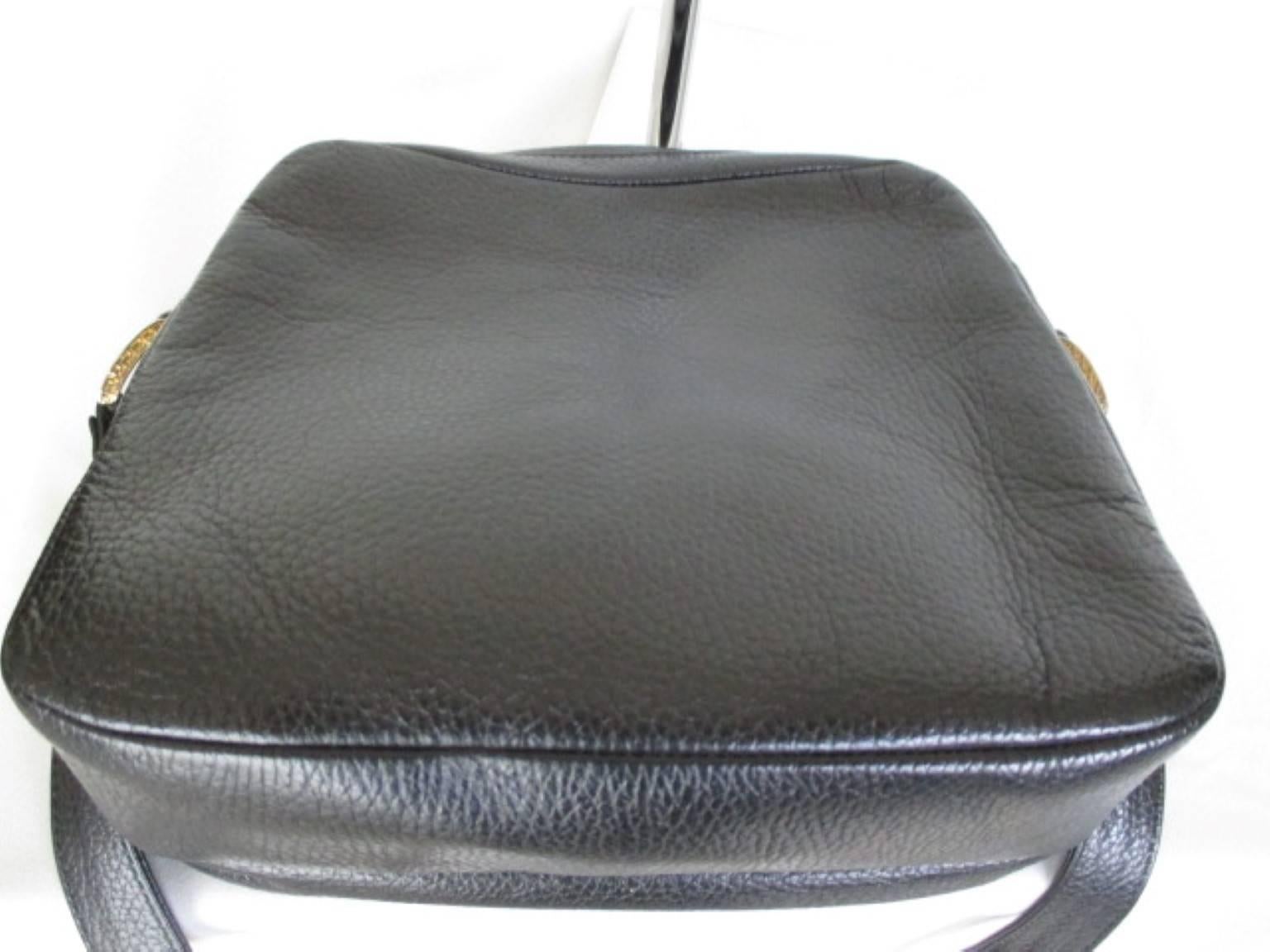 Black Gianni Versace black leather medusa bag For Sale