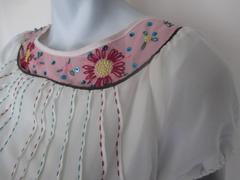 Miu Miu Summer Blouse with embroidered Flowers