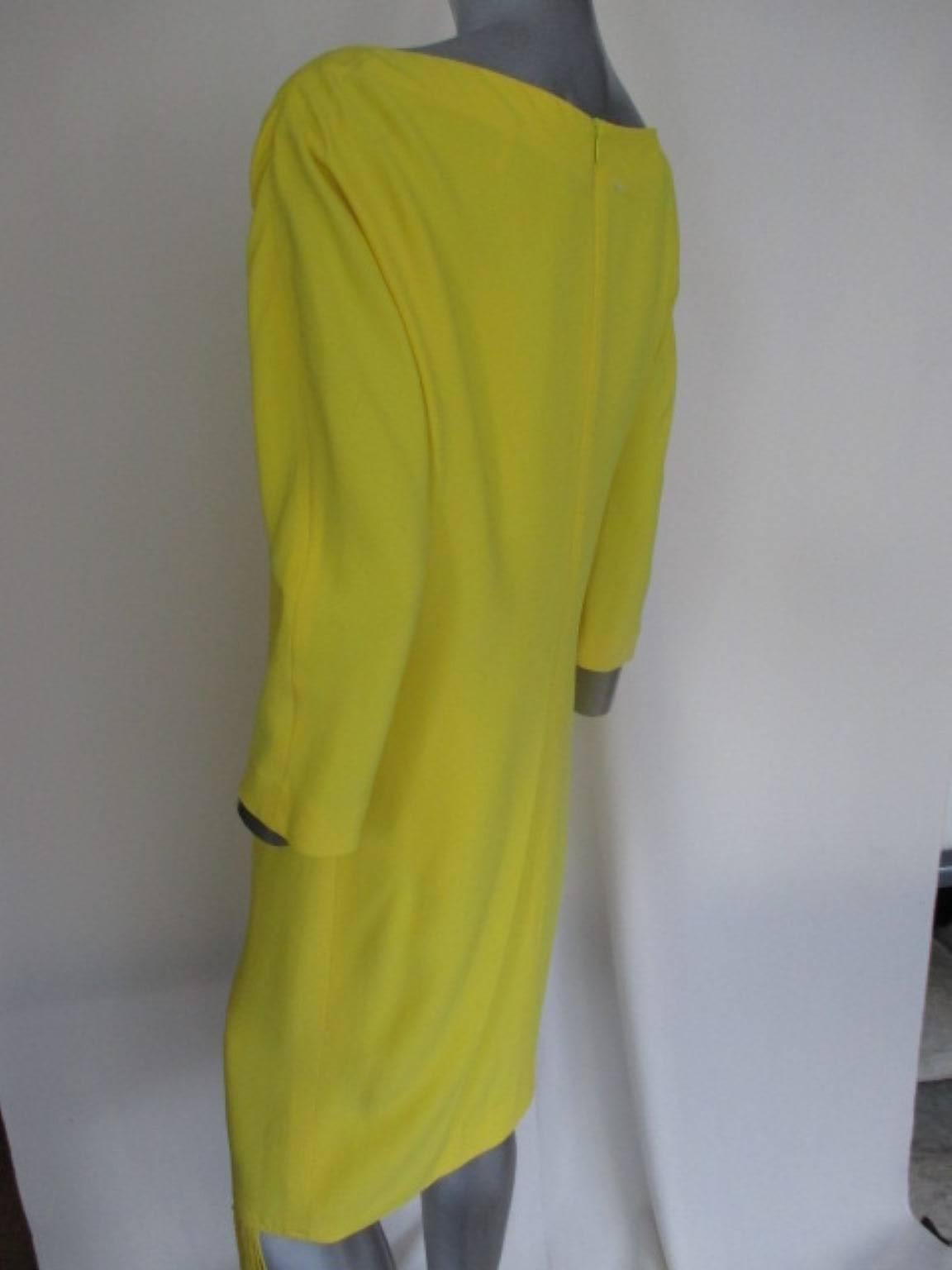 Gianfranco Ferre fringed yellow dress In Good Condition For Sale In Amsterdam, NL