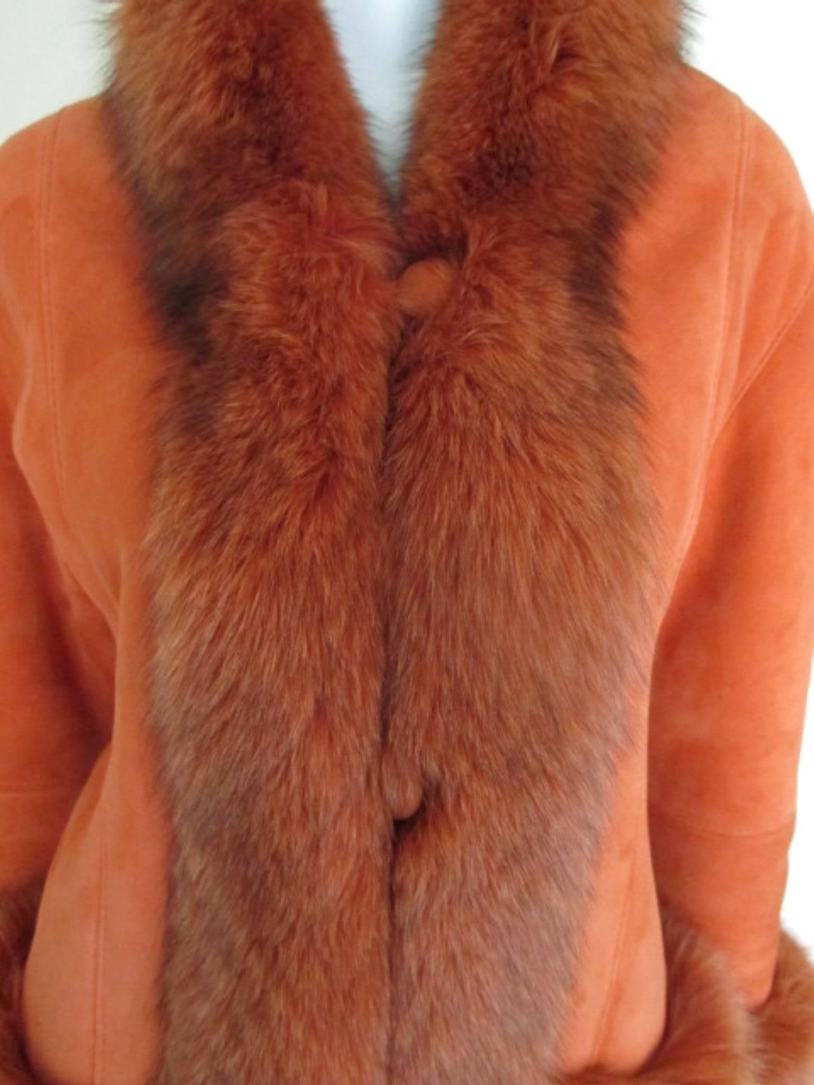 orange shearling coat