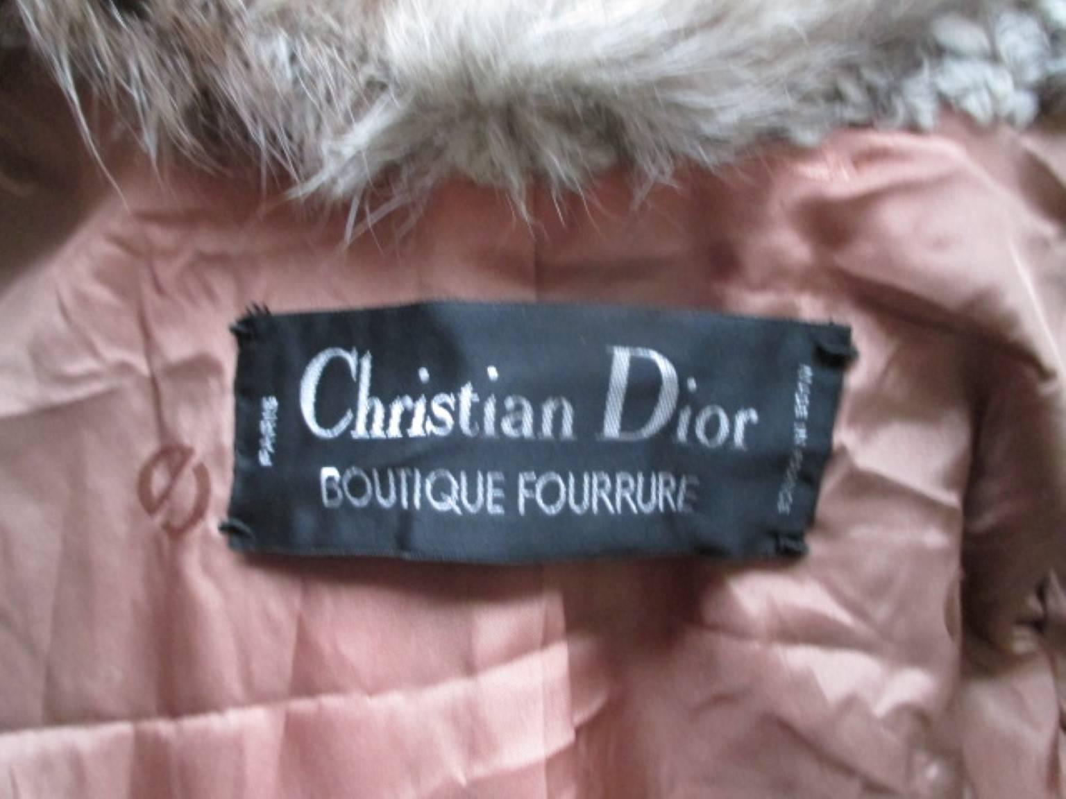 Gray christian dior champagne persian lamb fox fur coat