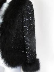 Lillian Diamond Black Marabou Sequin Jacket