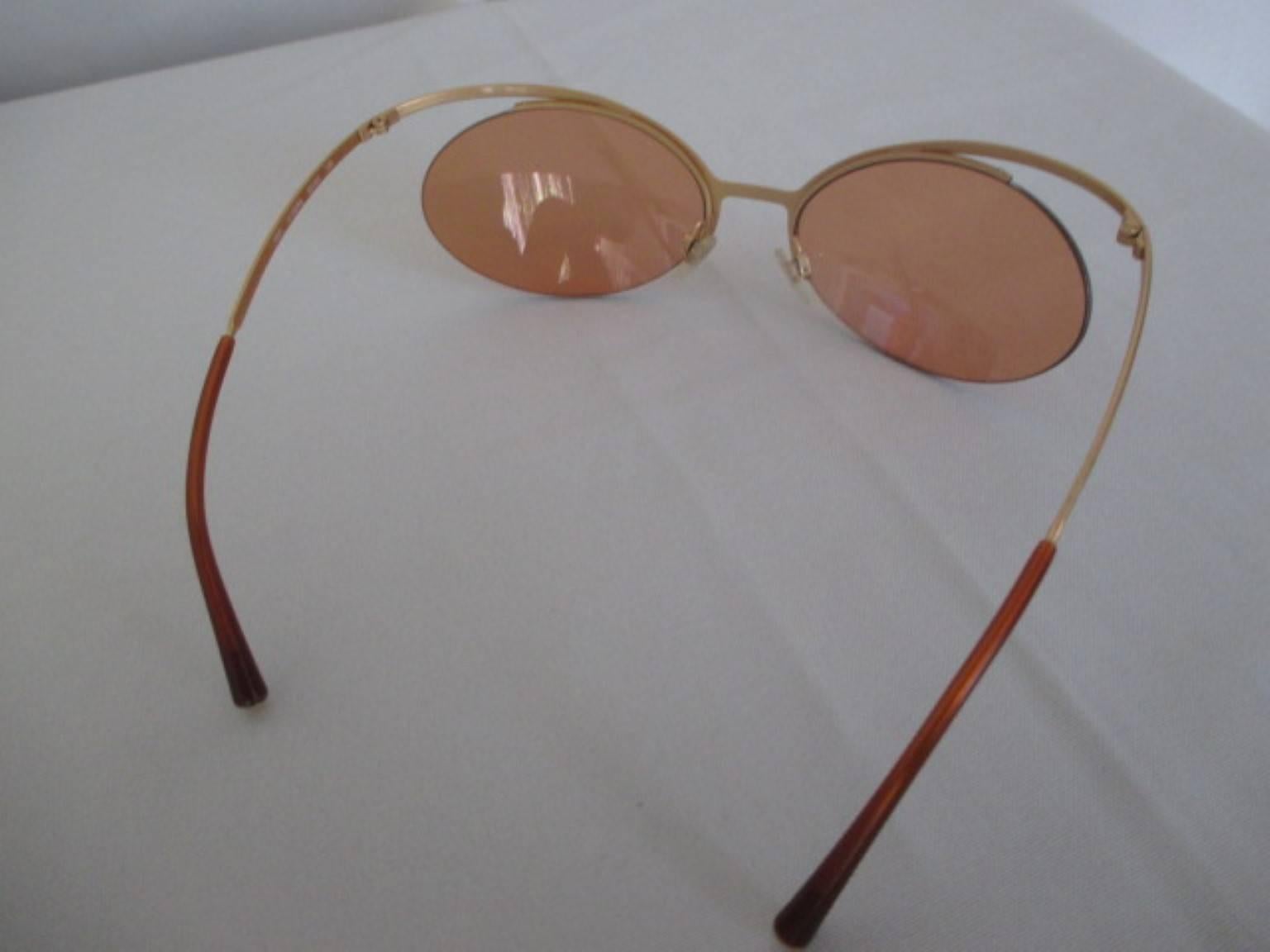 Gray rare 90's chanel gold metal sunglasses