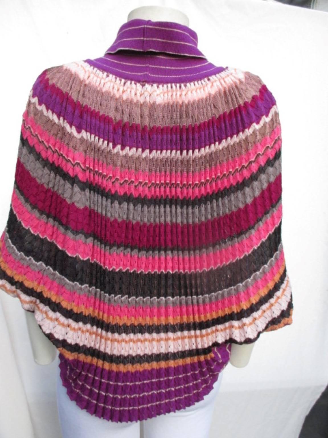 Brown Missoni Wool/Silk Sleeved Cape For Sale