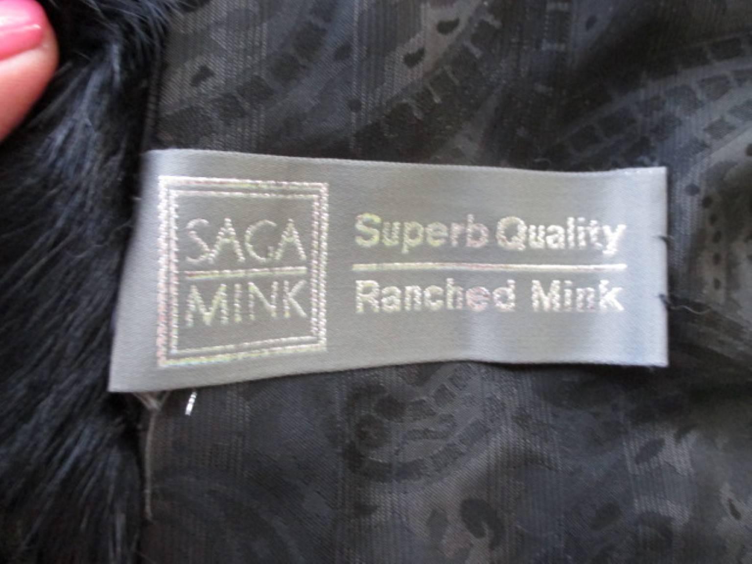 Saga Black Mink Fur Coat In Excellent Condition In Amsterdam, NL