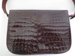 Bordeaux Crocodile Print Patent Leather Bag