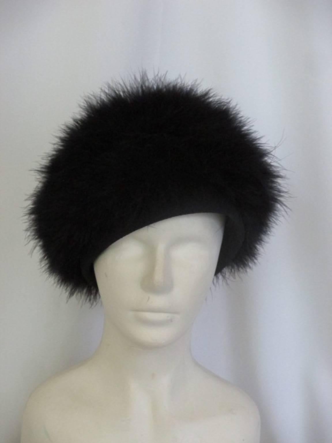 Black Marabou Hat In Excellent Condition For Sale In Amsterdam, NL