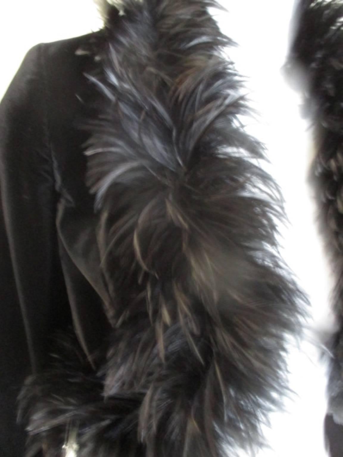 Escada Couture Black Velvet Bolero trimmed with feathers 1