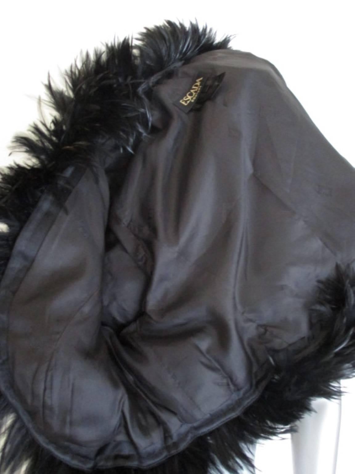 Escada Couture Black Velvet Bolero trimmed with feathers 2
