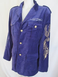 1980's Christian Audigier for Ed Hardy Purple Velvet Jacket "New York City"