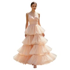 Romeo Gigli Women's Pink Tulle Evening Dress with Lace Closure