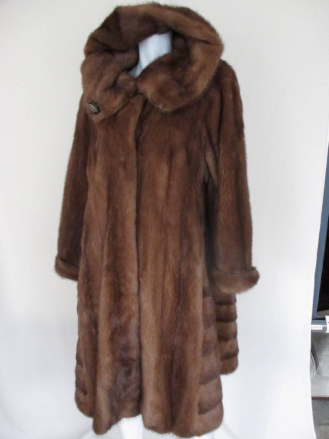 Hooded Mink Swing Fur Coat 1