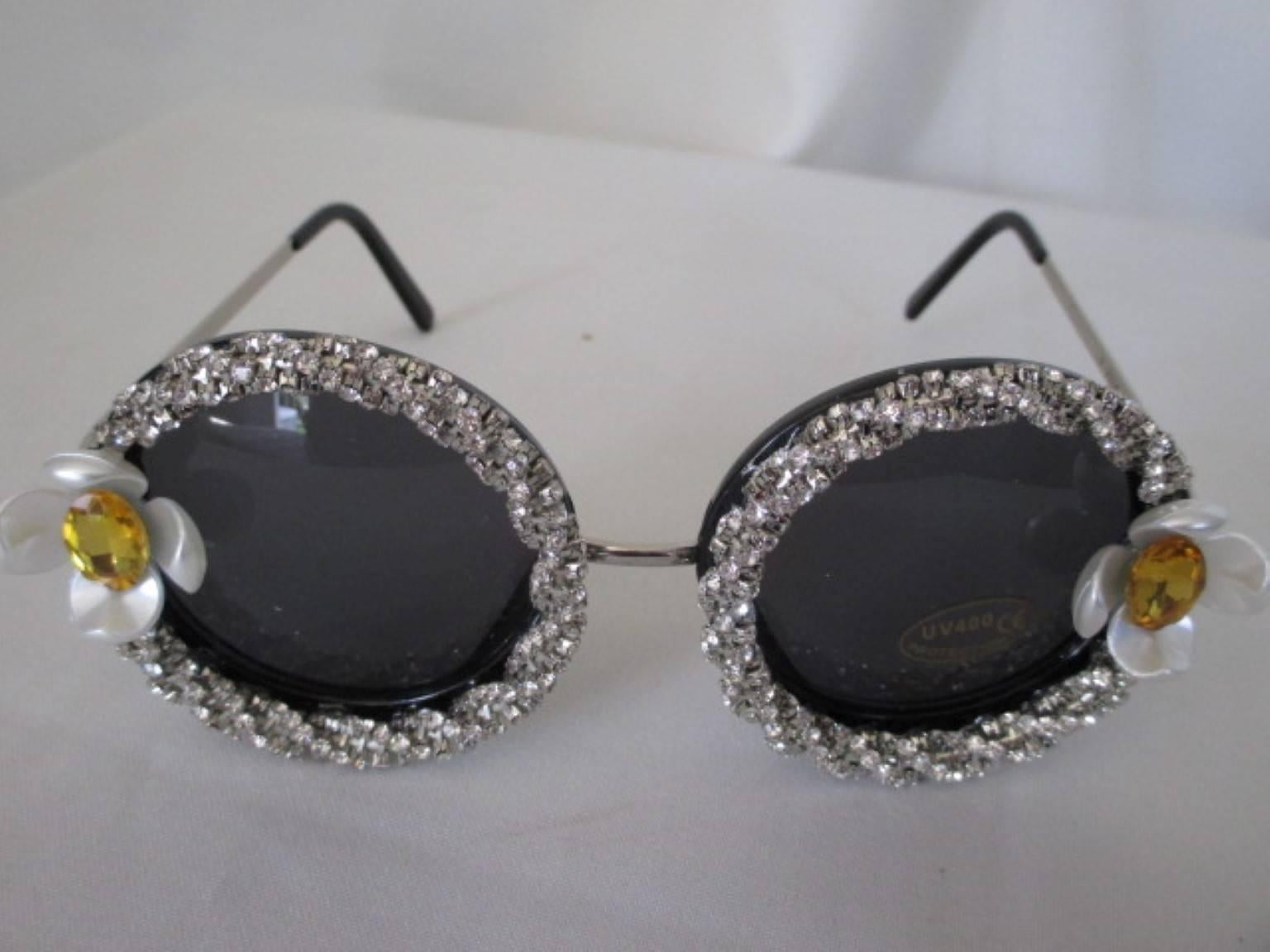 Black handmade fun sunglasses new