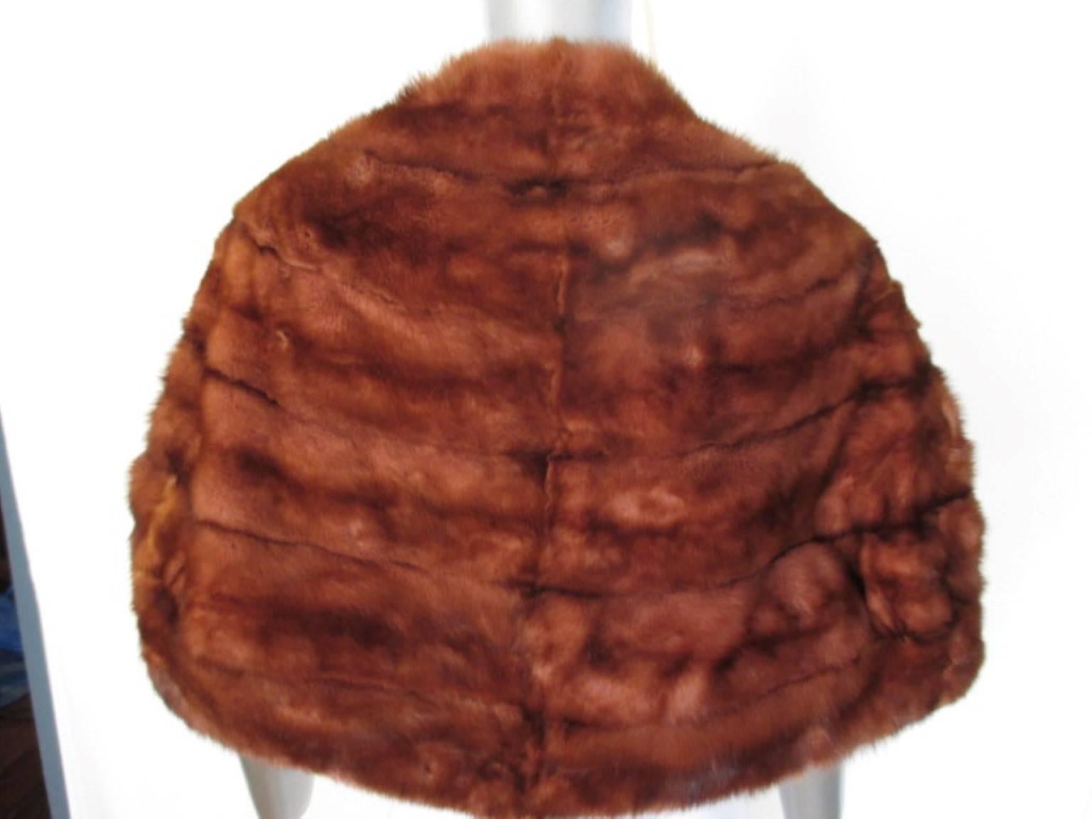 Brown vintage fringed mink fur stole