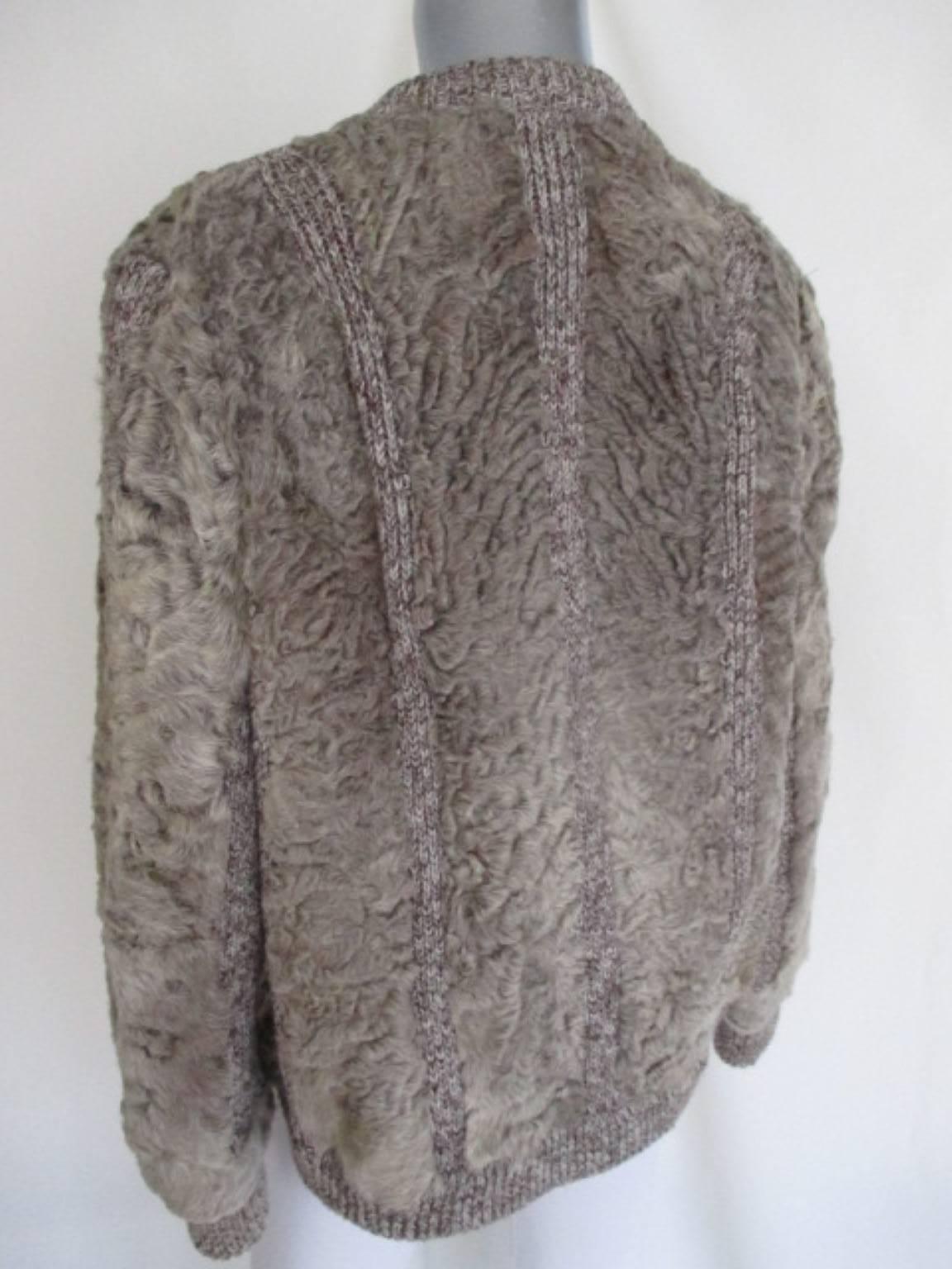 Knitted Jacket with Karakul Lamb Fur In Good Condition In Amsterdam, NL