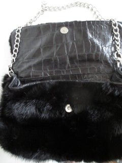Black Mink Fur Bag Clutch