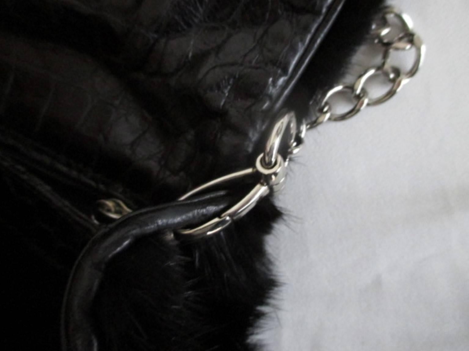 Black Mink Fur Bag Clutch In Good Condition For Sale In Amsterdam, NL