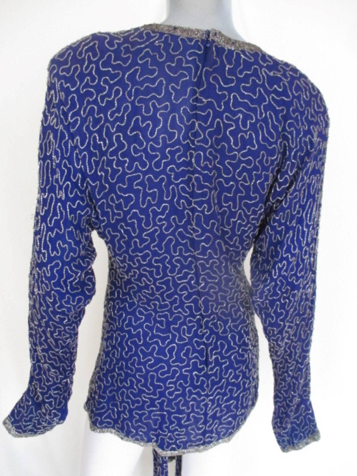 Women's or Men's Fleurs de Paris Petite Royal Blue Sequin Top For Sale