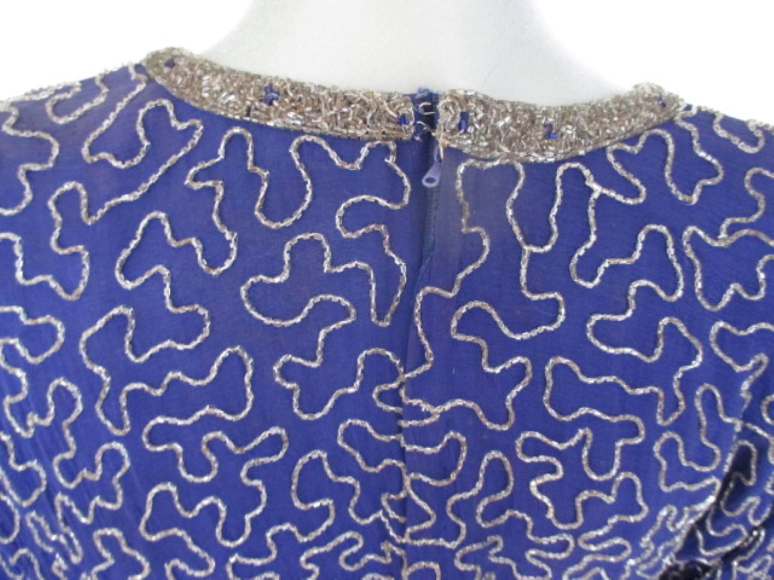 Fleurs de Paris Petite Royal Blue Sequin Top In Excellent Condition For Sale In Amsterdam, NL