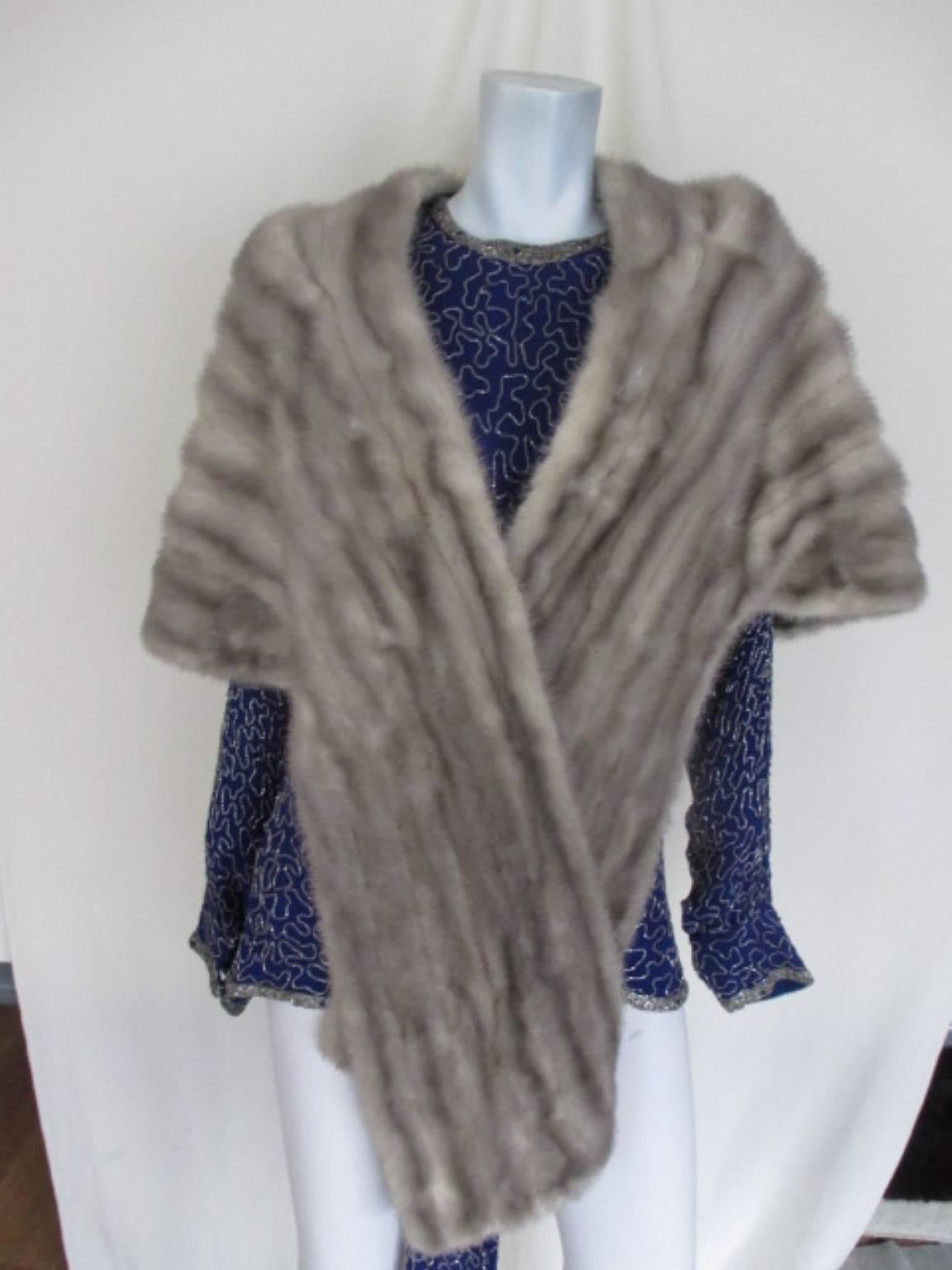Women's or Men's vintage grey mink fur stole