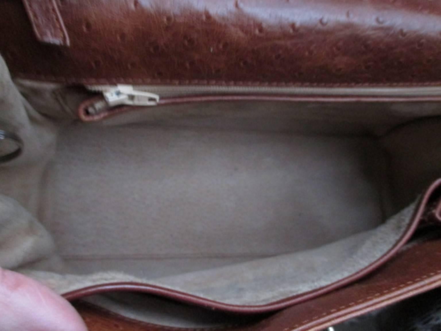 Brown Ostrich Vintage Leather Bag  1