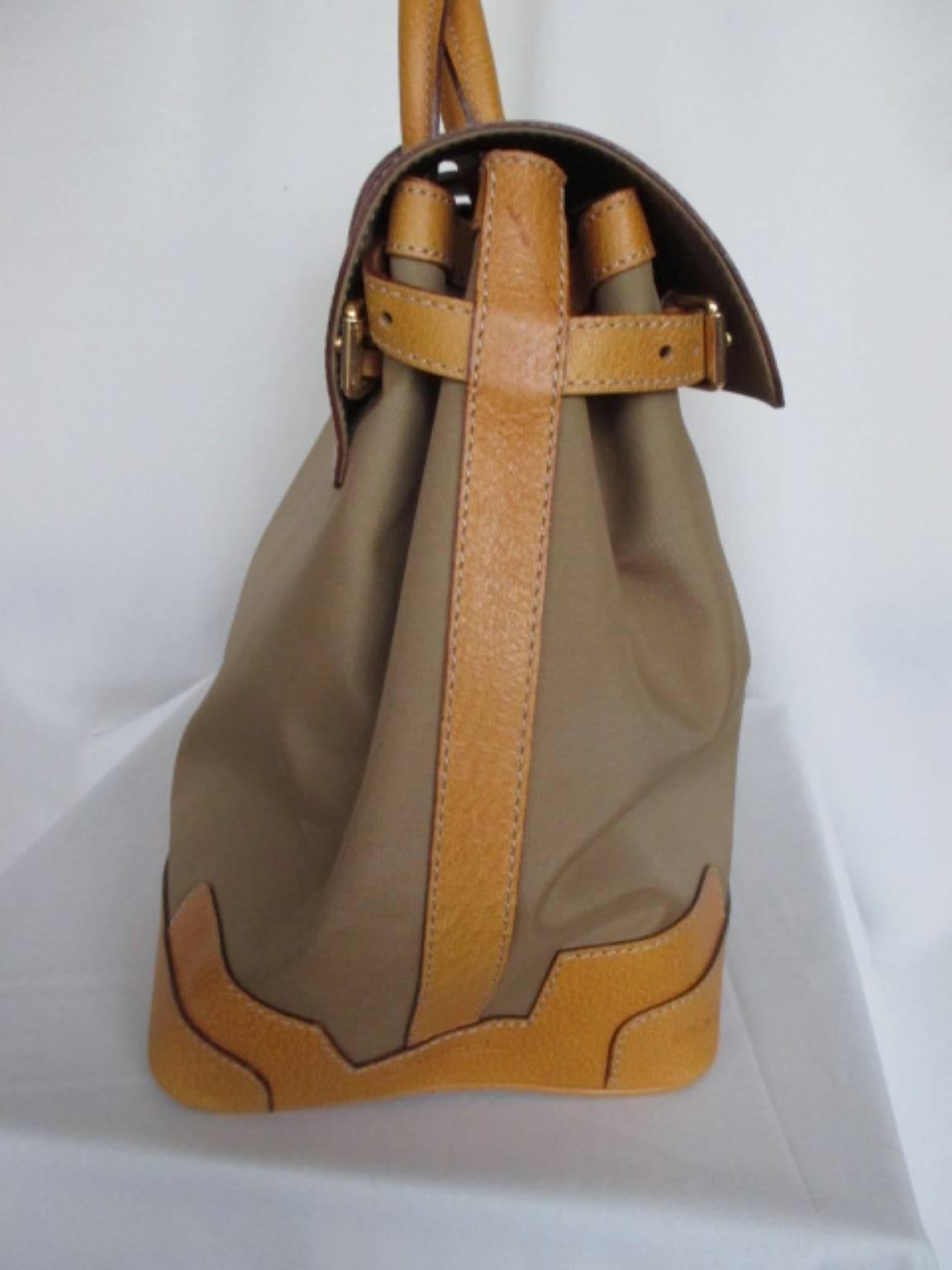 Brown Lancel Paris Leather Travel Weekend Bag For Sale