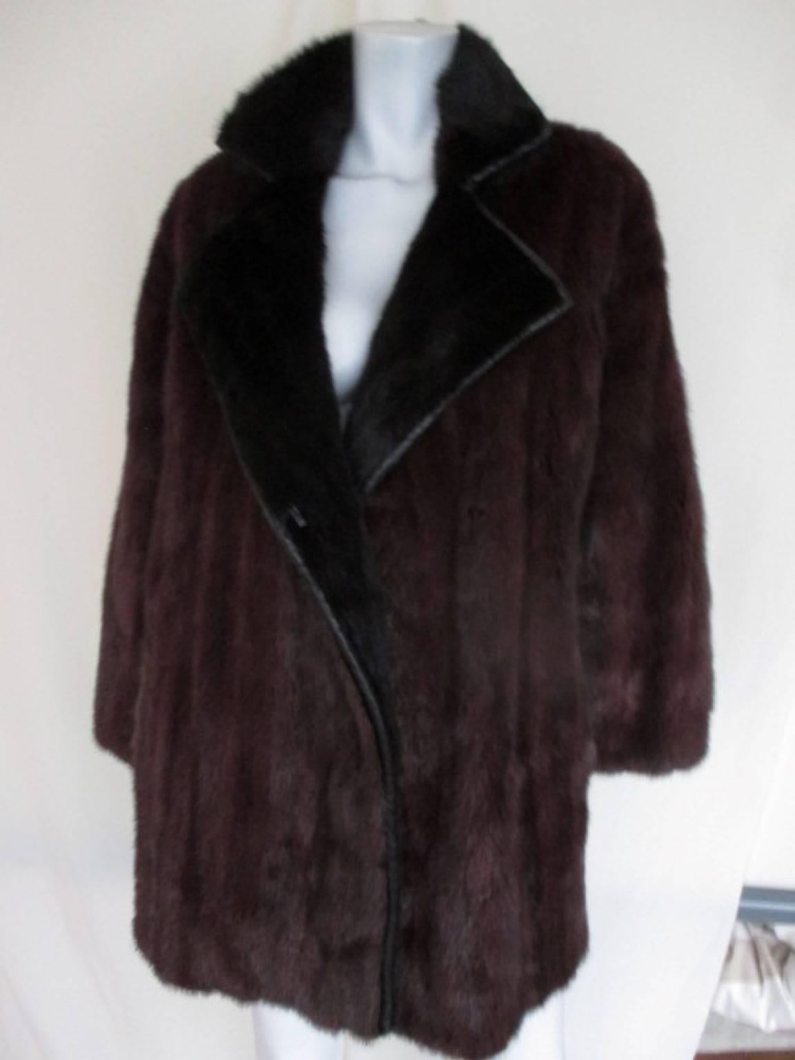  Purple Black Mink Fur Coat For Sale 1