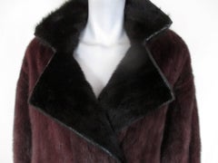 Burgundy Black Mink Fur Coat