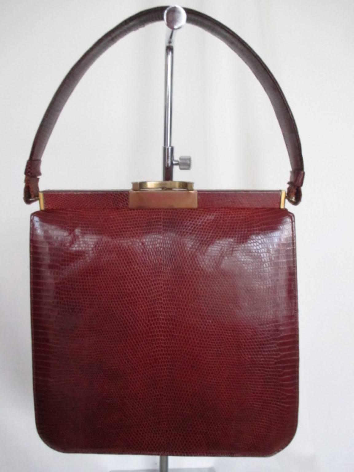 Brown  1940s Vintage Lizard Bag For Sale