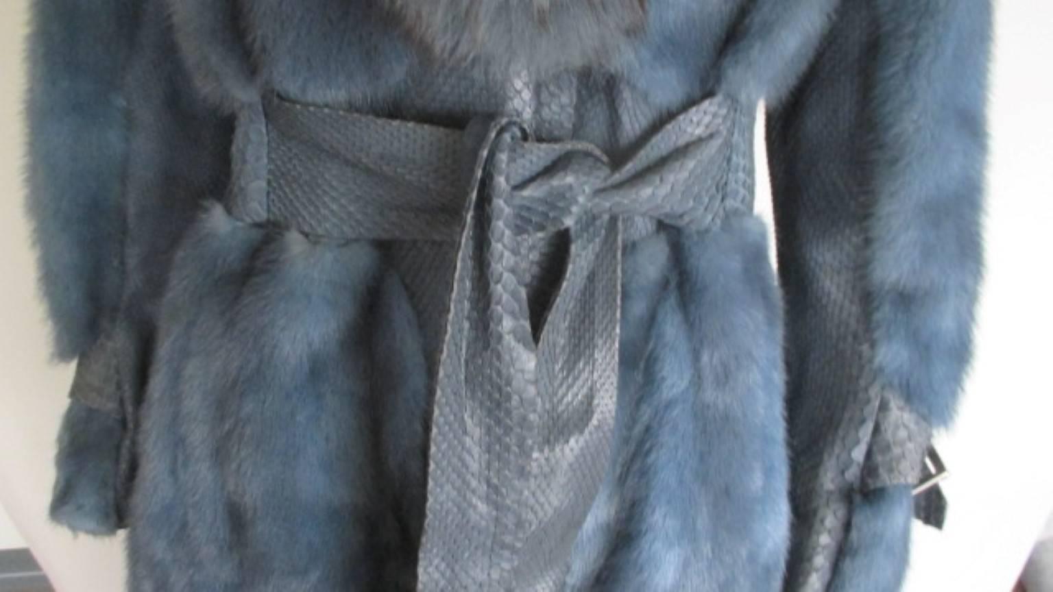 vintage blue fur coat