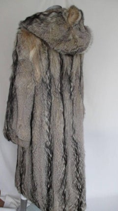 rare hooded coyote fur coat