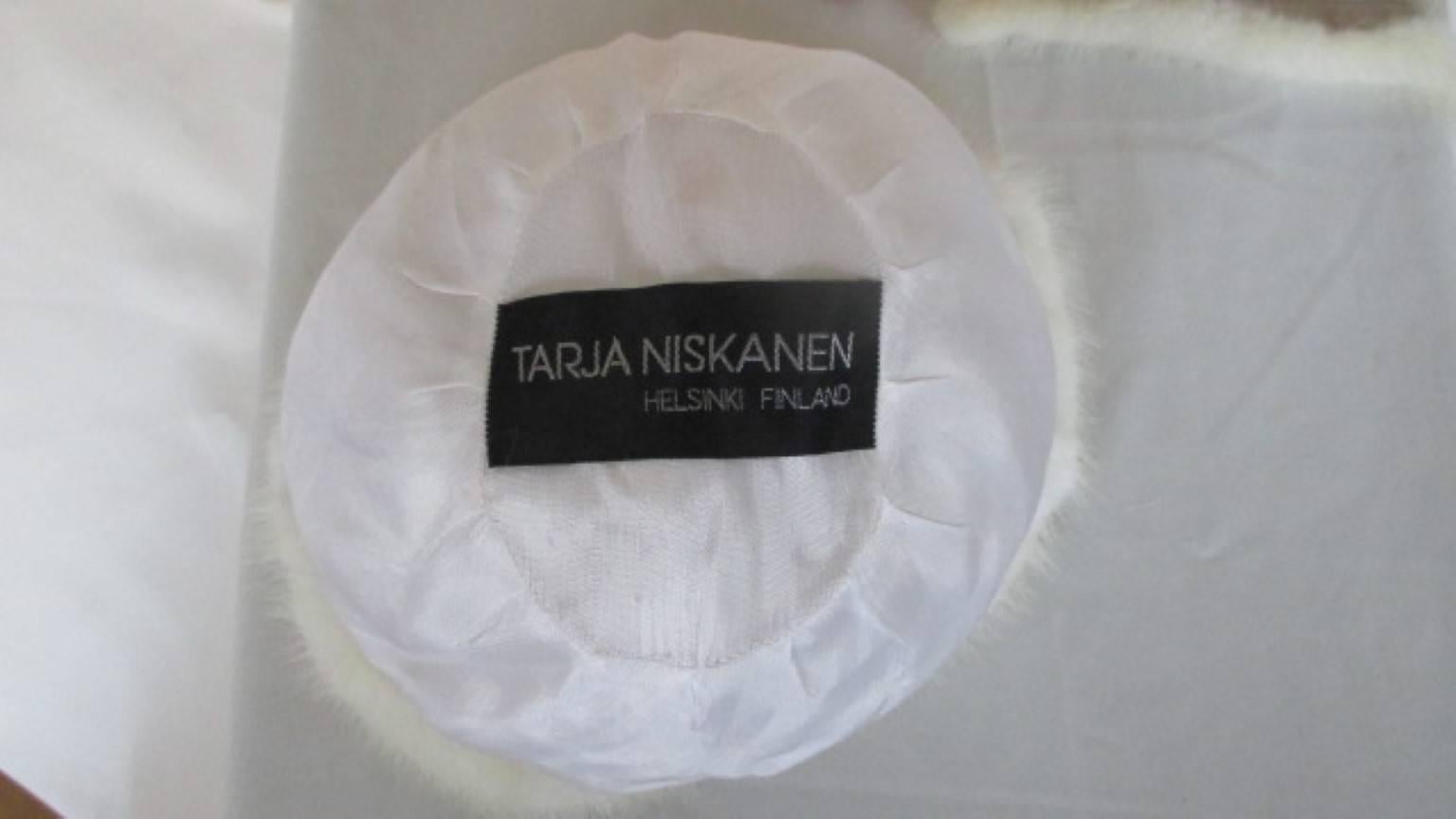 Women's or Men's tarja niskanen white mink and leather fur hat