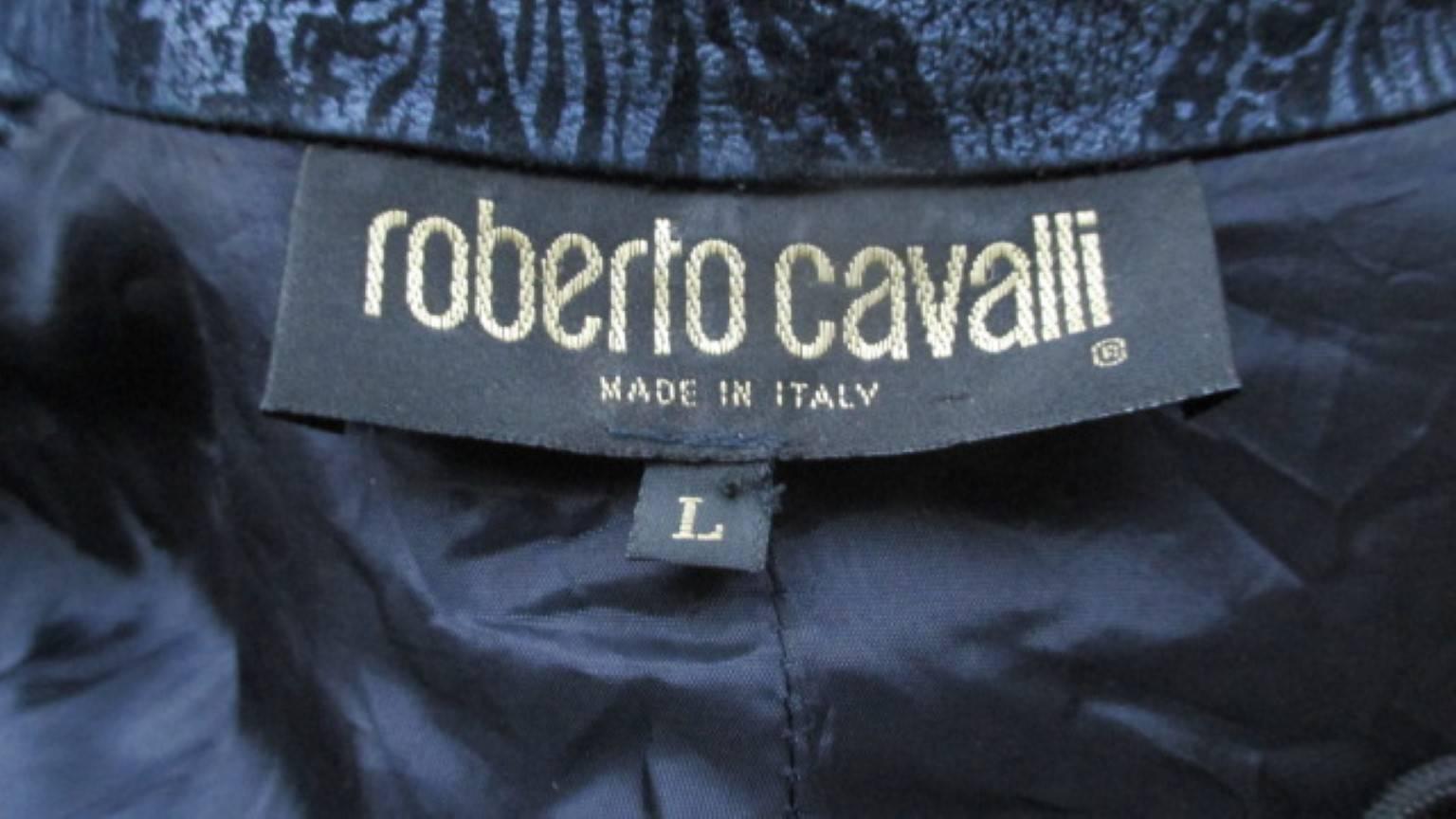 Women's or Men's roberto cavalli blue lambskin jacket
