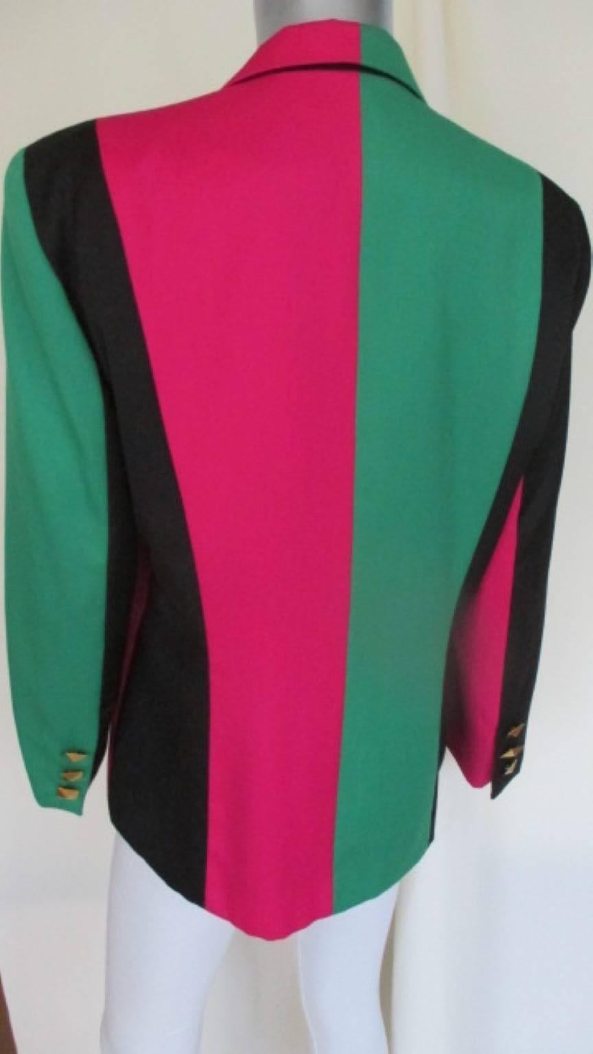 Vintage Farbblocking Vintage Jacke Blazer (Schwarz) im Angebot