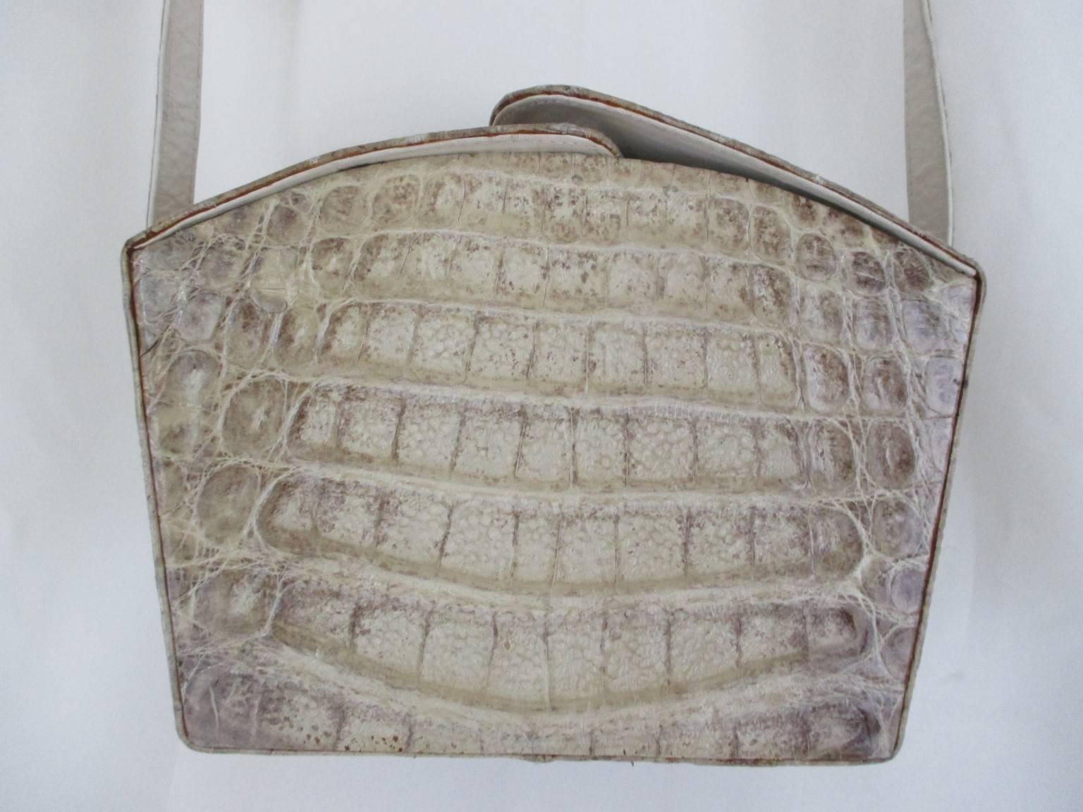 Art deco Himalaya Croco Leather Cross Bag For Sale 6