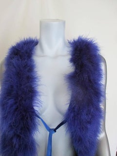 Royal Blue Marabou Sleeveless Fringed Vest