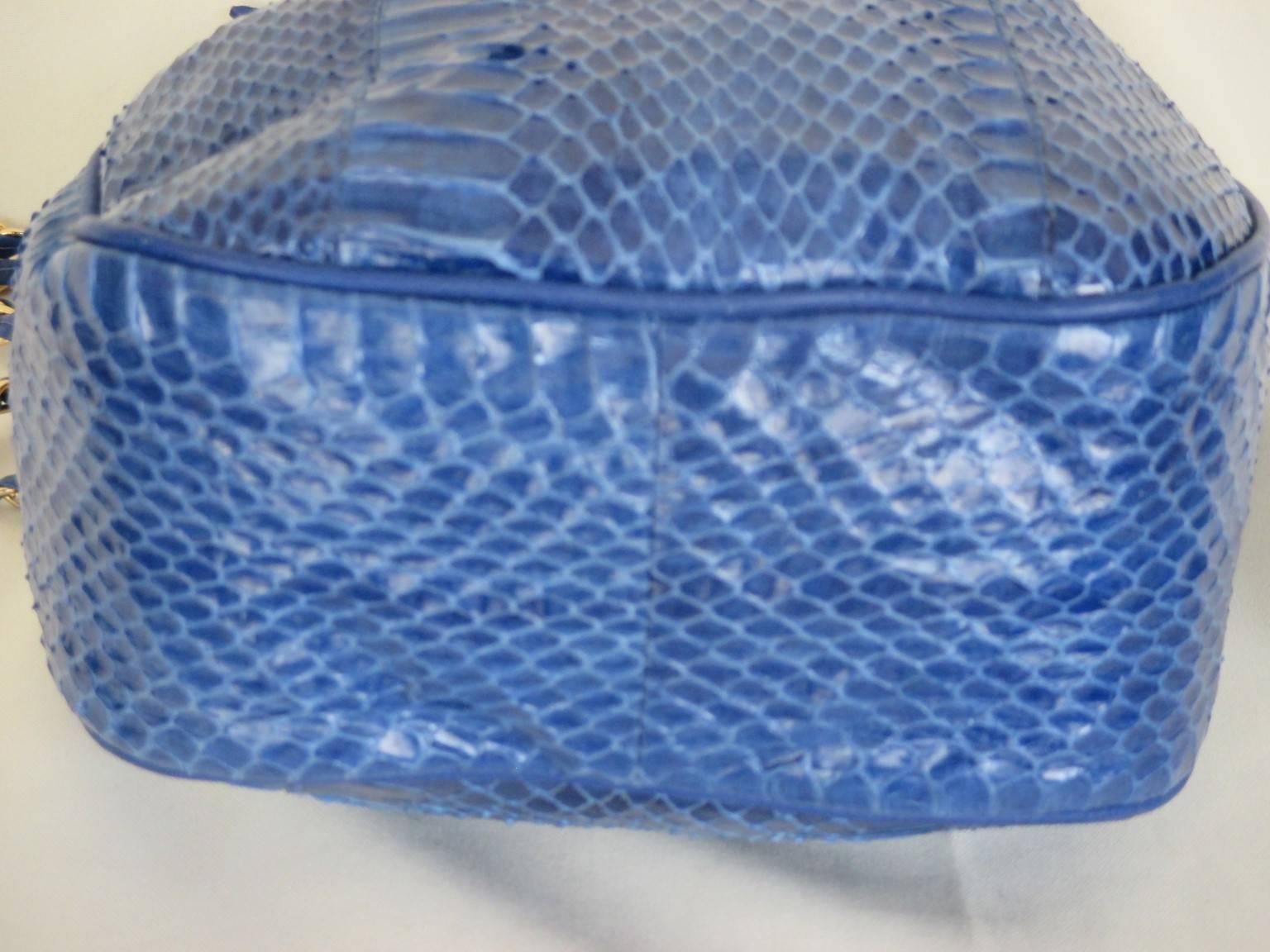 Royal Blue Python Leather Shoulder Bag 1