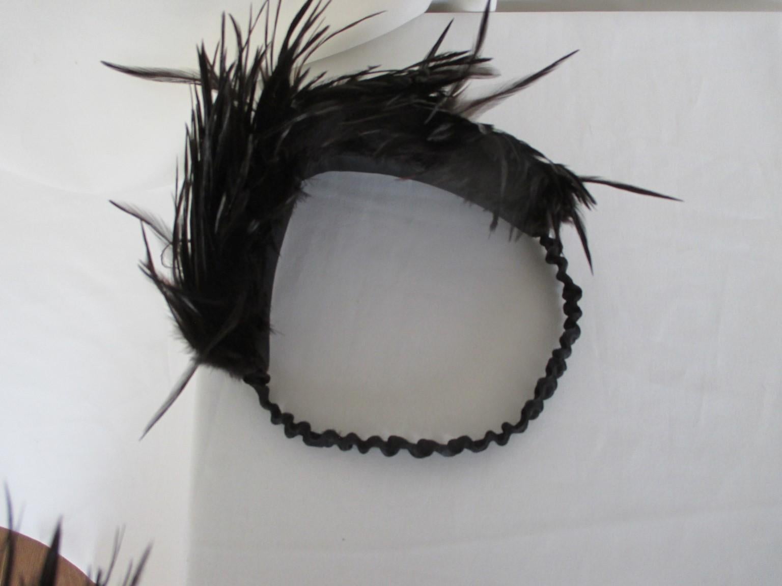 Black Boho chic 4 Piece feather headband set  For Sale