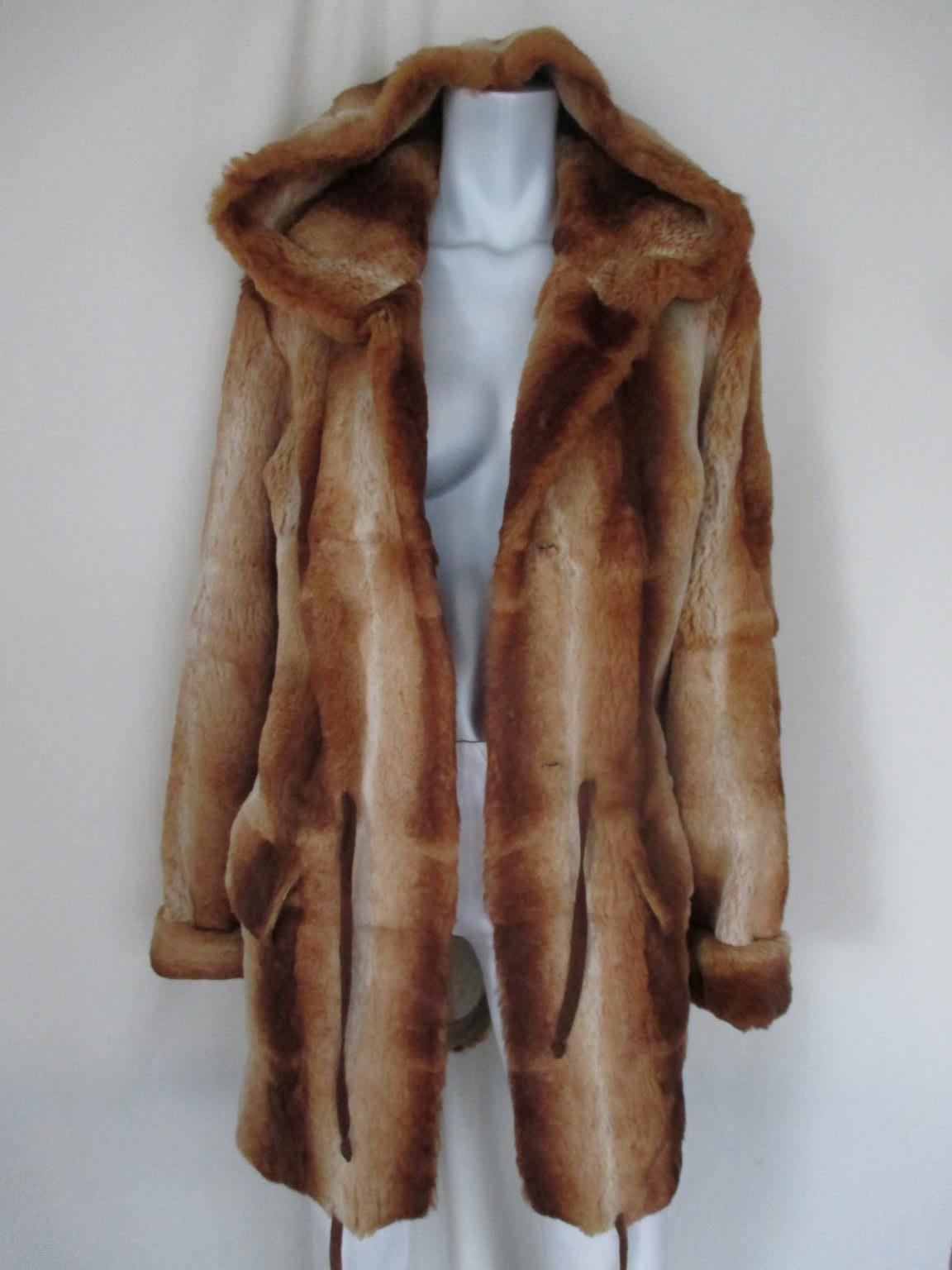 Women's or Men's Chinchilla Gold Brown Jacket with Hood