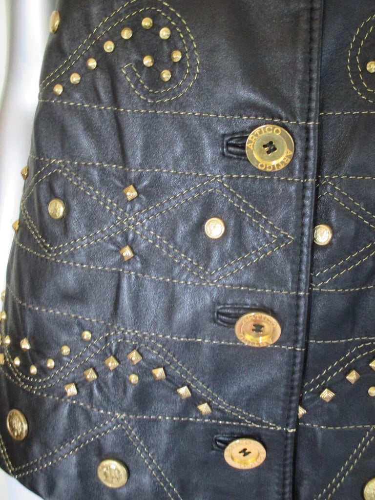 sleeveless studded leather vest For Sale at 1stdibs
