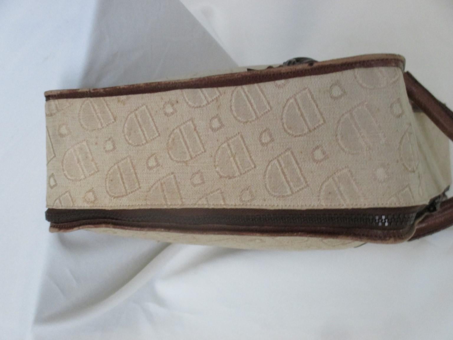 Delvaux Vintage Reisekoffer aus Segeltuch und Leder aus Segeltuch, 1950er Jahre im Angebot 2