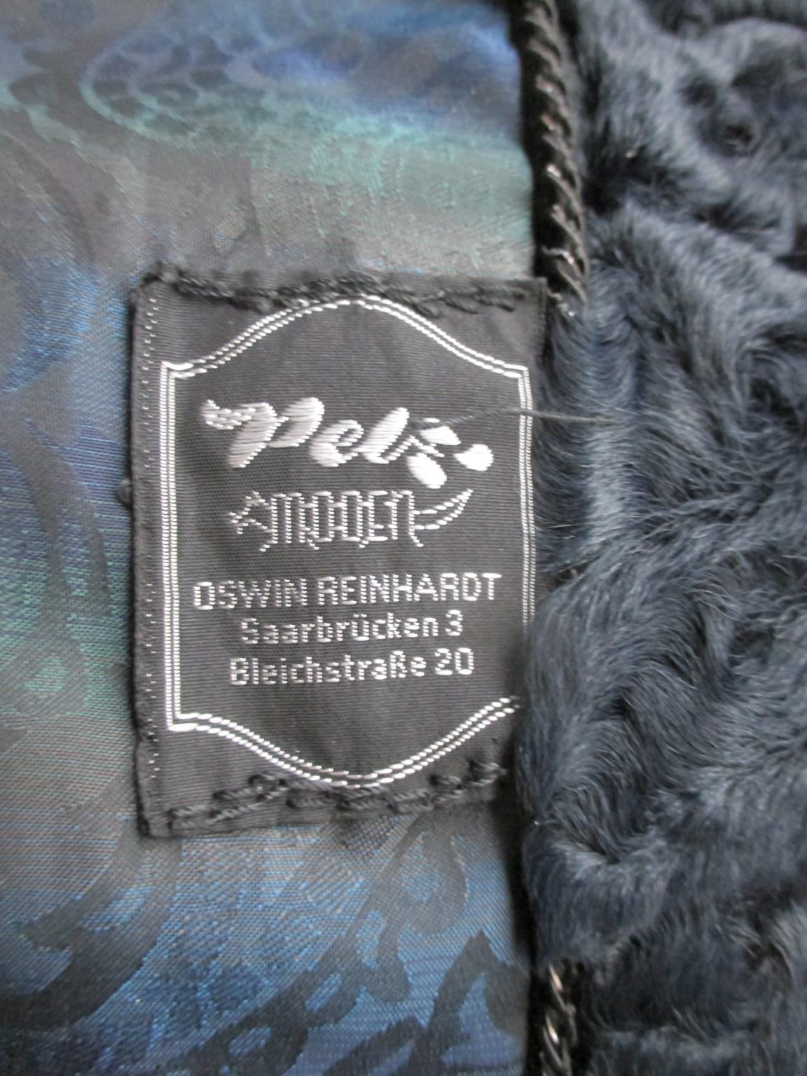  Blue Persian lamb/Astrakhan fur coat with detachable sleeves For Sale 5