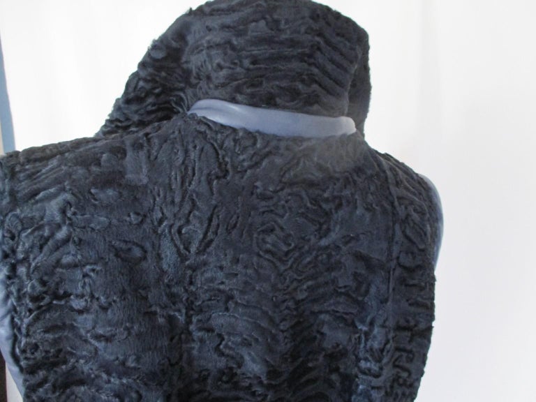 Manteau Fourrure Véritable Astrakan Et Vison - Noir Et Marron, Taille M Femme - Vintage Haut De Gamme