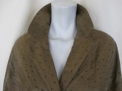 Olive Green Vintage Ostrich Leather Coat