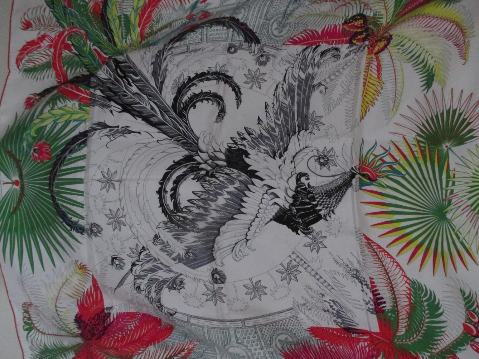 Hermes Mythiques Phoenix Silk Scarf  In Good Condition In Amsterdam, NL