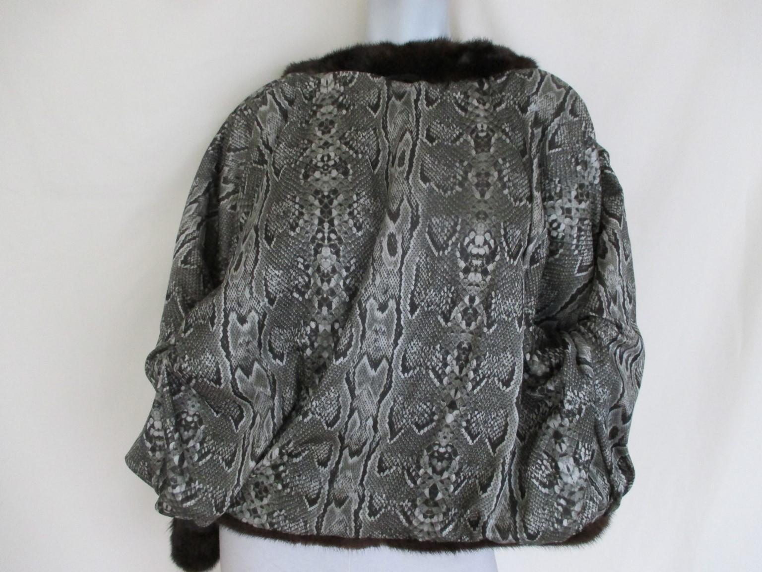 Mink fur Jacket with python print details 1