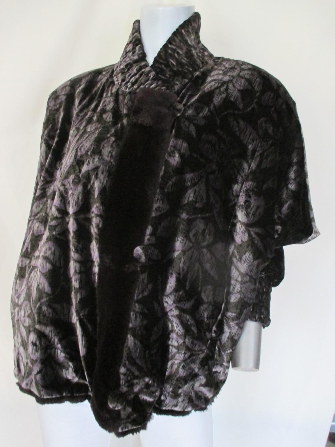 Black Rare Reversible Sheared Mink Fur Velvet Cape Style Jacket For Sale